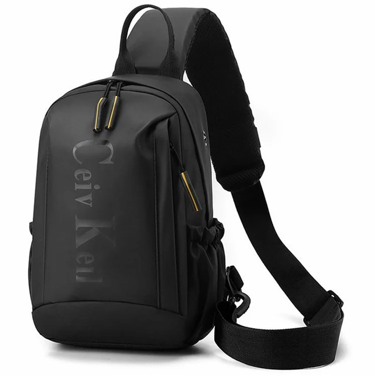 Herren Brusttasche Multifunktional Sport Freizeit Leichte Umhängetasche Schultertasche - Schwarz