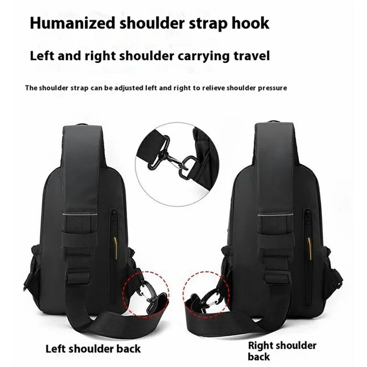 Herren Brusttasche Multifunktional Sport Freizeit Leichte Umhängetasche Schultertasche - Schwarz