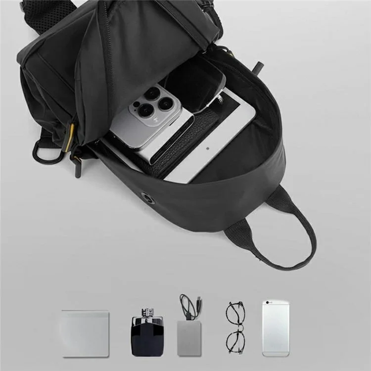Herren Brusttasche Multifunktional Sport Freizeit Leichte Umhängetasche Schultertasche - Schwarz