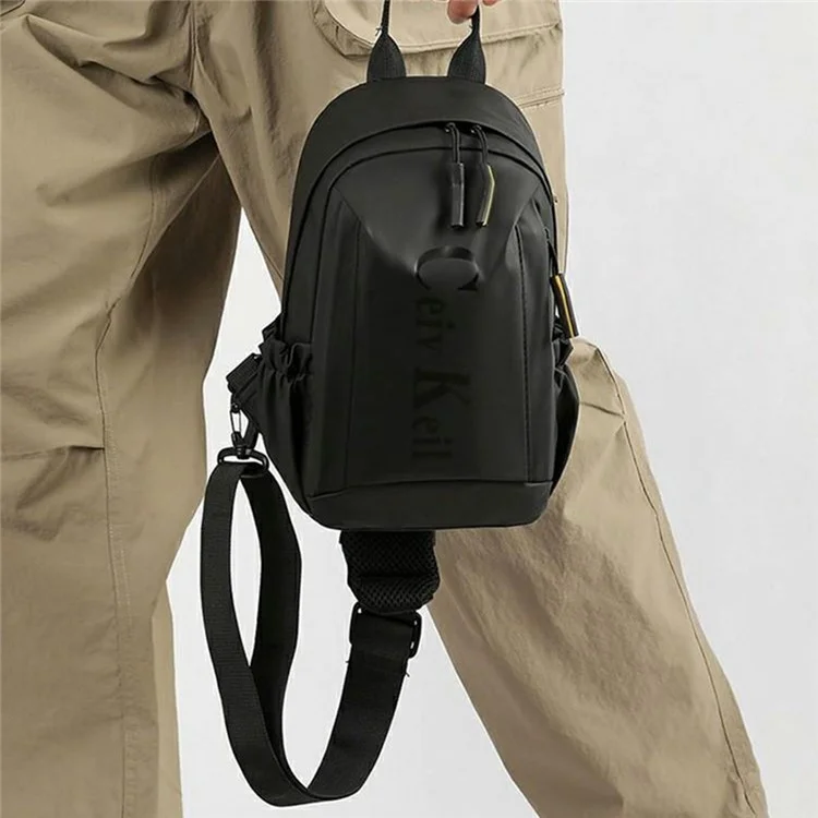 Herren Brusttasche Multifunktional Sport Freizeit Leichte Umhängetasche Schultertasche - Schwarz
