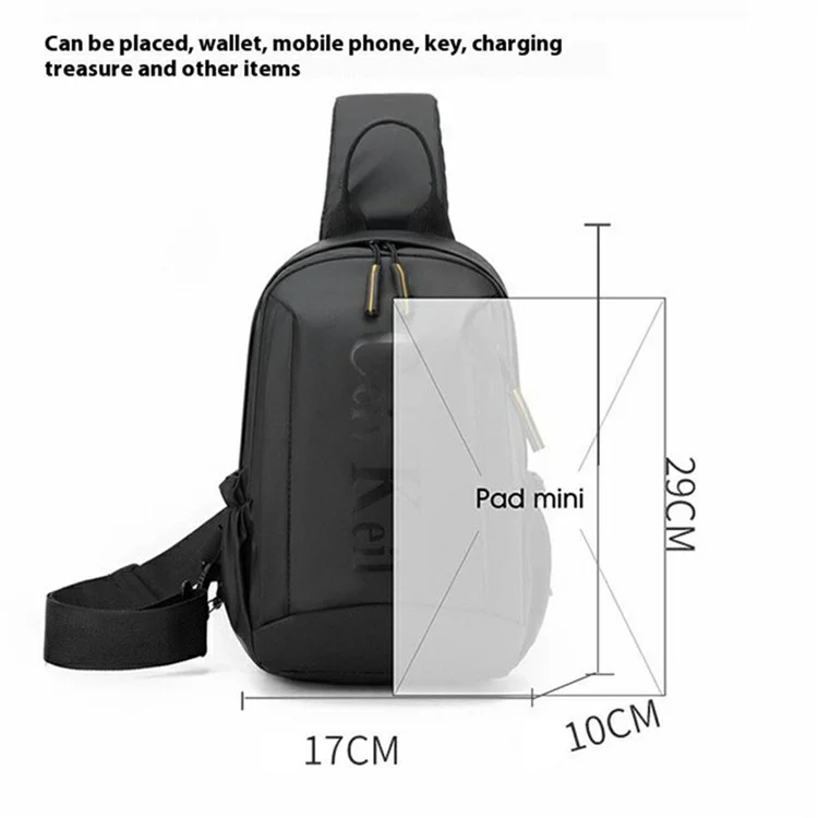 Herren Brusttasche Multifunktional Sport Freizeit Leichte Umhängetasche Schultertasche - Schwarz
