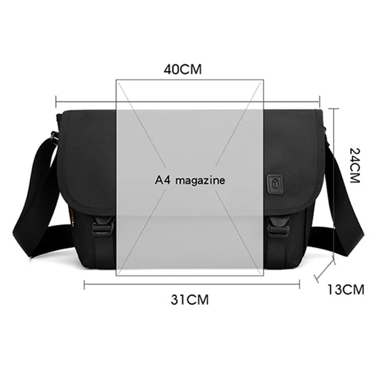 WEPOEWR 2163 Bolsa Mensageiro de Viagem à Prova d'Água em Nylon 1680D Transversal para Homens - Preto