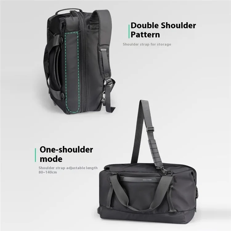 MARK RYDEN MR5045 30L Travel Duffle Large Capacity Oxford Fabric Dry Wet Separation Gym Bag - Black