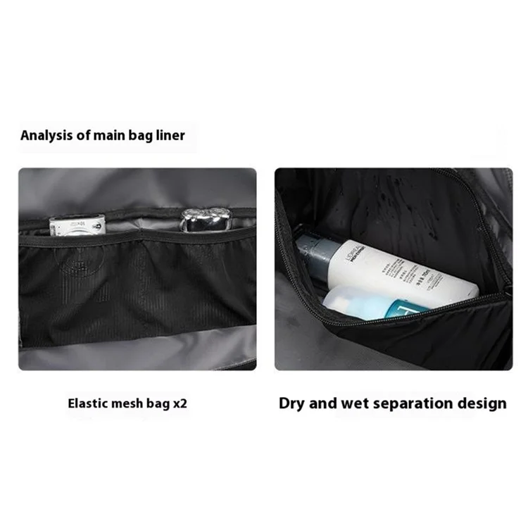 MARK RYDEN MR5045 30L Travel Duffle Large Capacity Oxford Fabric Dry Wet Separation Gym Bag - Black