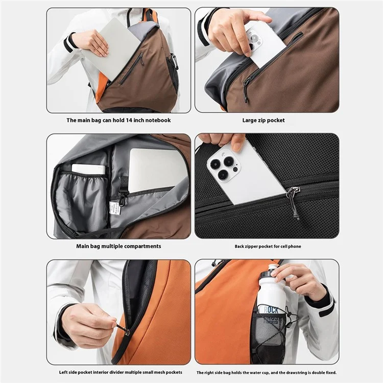 ROCKBROS 11,5L Bolsa Transversal Externa para Mochila de Ombro Único para Hiking, Ciclismo e Montanhismo, 30170032 H60 30170032001 - Laranja