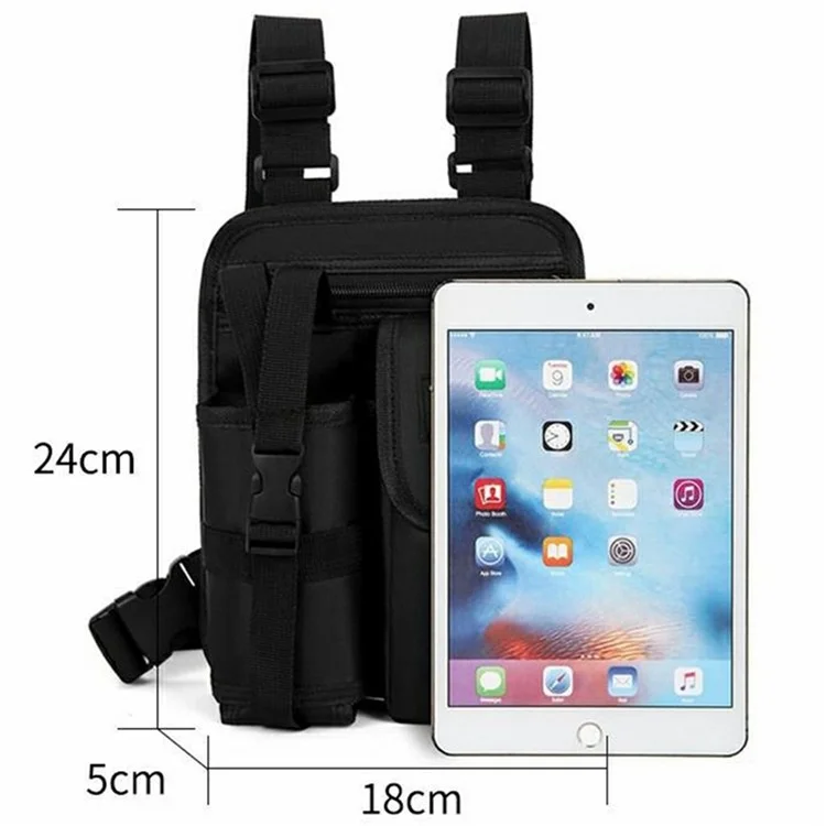Borsa a tracolla casual da uomo in tessuto Oxford, con supporto per bottiglia d'acqua e tasca per telefono, per attività all'aperto - Nero