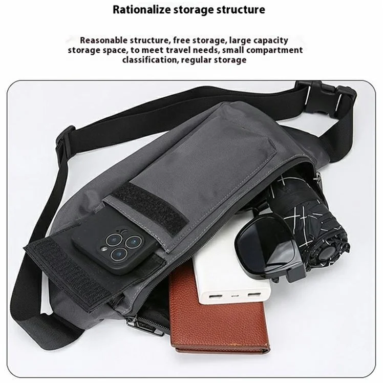 Marsupio da Running per Uomo Oxford Casual Sportivo Monospalla Tracolla Borsa a Tracolla - Nero