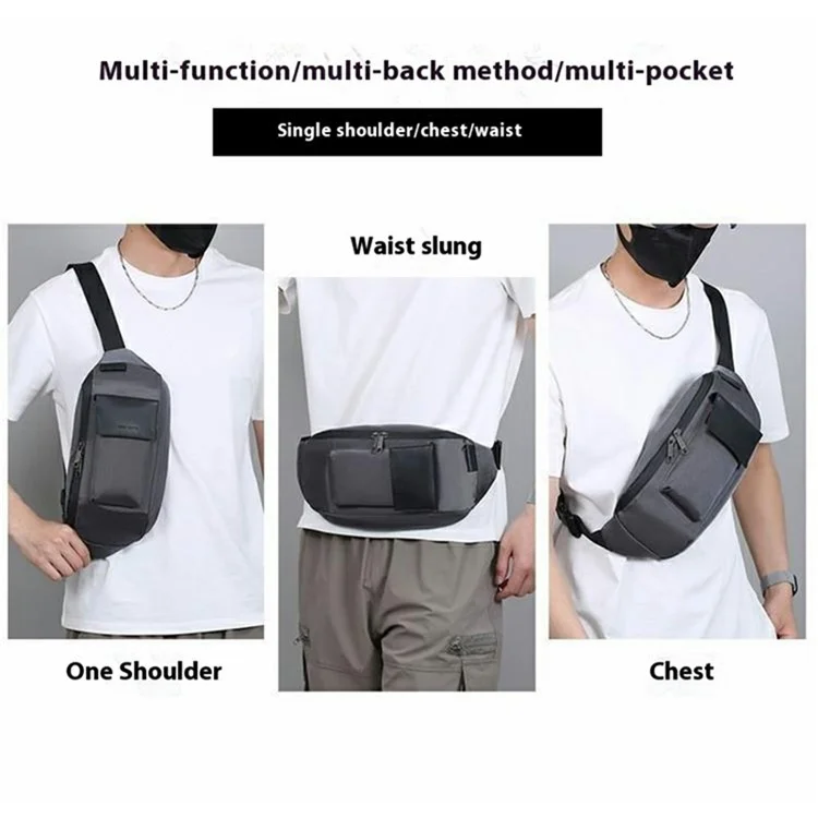 Marsupio da Running per Uomo Oxford Casual Sportivo Monospalla Tracolla Borsa a Tracolla - Nero