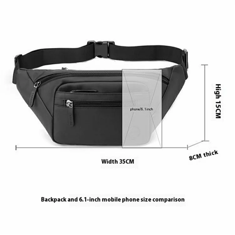 Borsa a Vita da Uomo Casual Outdoor Sport Borsa a Tracolla Monospalla Borsa Petto di Moda - Nero
