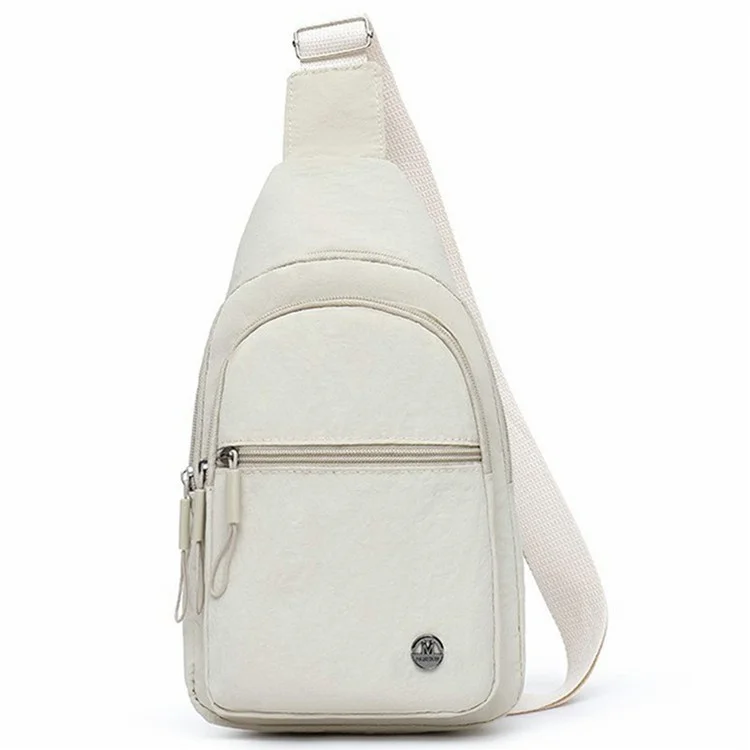Leichte Umhängetasche Sporttasche Schultertasche, Doppelschicht mit horizontalem Reißverschluss - Beige