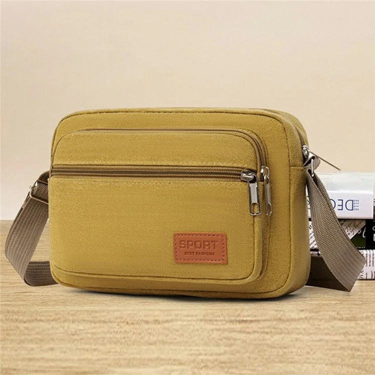 Bolsa Mensageira de Lona Masculina à Prova de Respingos Casual Transversal de Ombro - Estilo Horizontal / Marrom