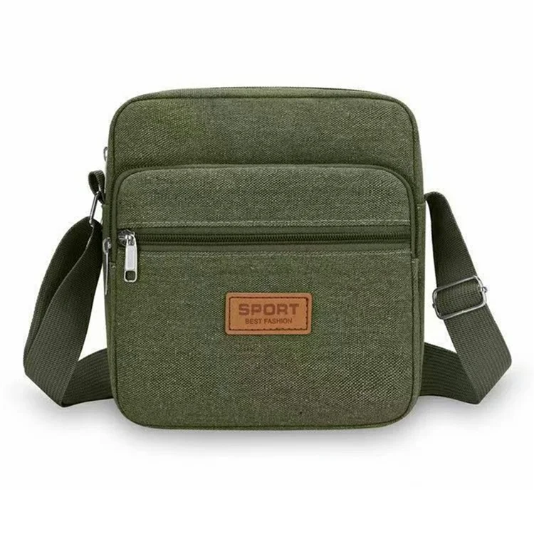 Men Canvas Messenger Bag Anti-splash Casual Single Shoulder Crossbody Bag - Vertical Style / Army Green