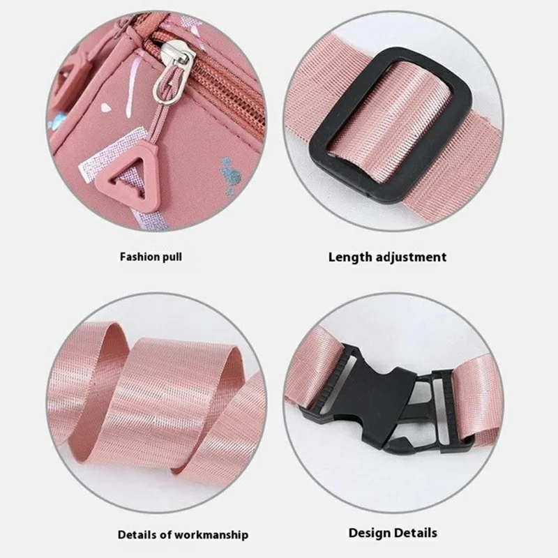 Letters Pattern Waterproof Women Sports Waist Pack Oxford Cloth Mini Phone Pouch Chest Bag - Pink