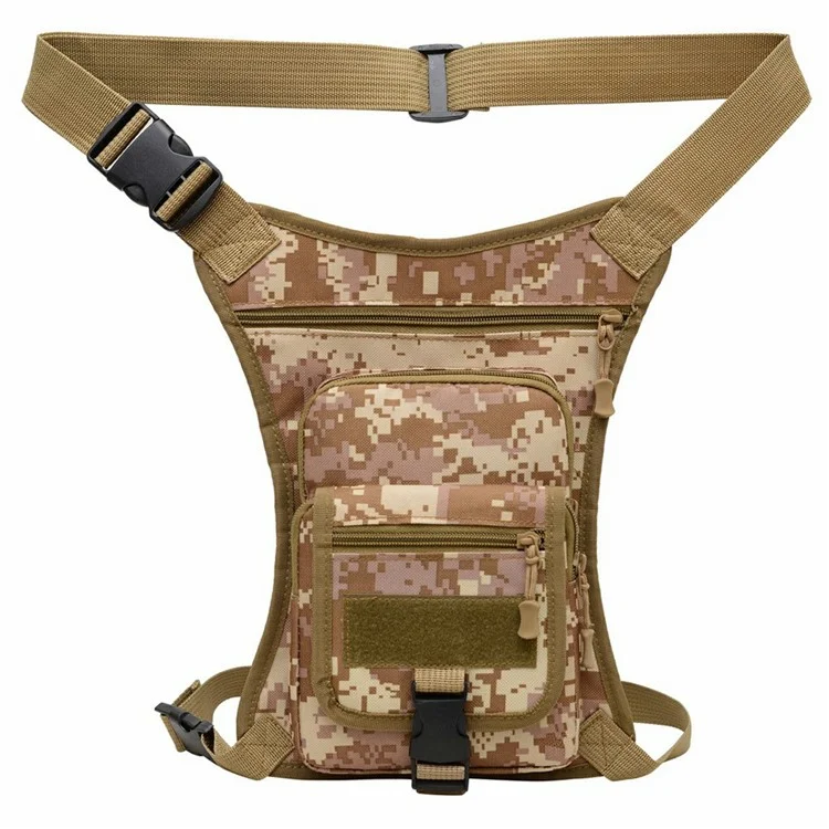 Outdoor Drop Leg Bag Multifunctional Riding Motorcycle Waist Pack Men Casual Crossbody Bag - Camouflage Yellow