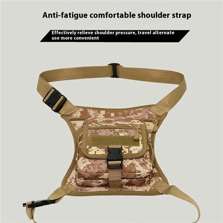 Outdoor Drop Leg Bag Multifunctional Riding Motorcycle Waist Pack Men Casual Crossbody Bag - Camouflage Yellow