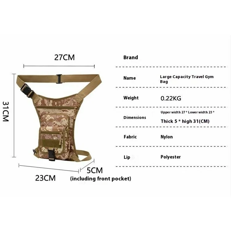 Outdoor Drop Leg Bag Multifunctional Riding Motorcycle Waist Pack Men Casual Crossbody Bag - Camouflage Yellow