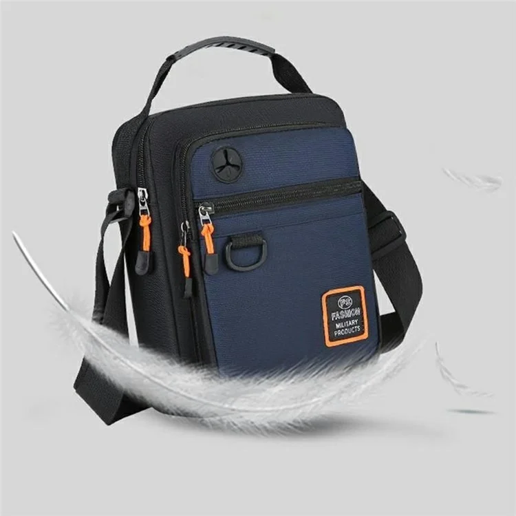 Bolsa Masculina Transversal de Ombro Único em Tecido Oxford para Negócios e Casual - Zíper Horizontal / Preto