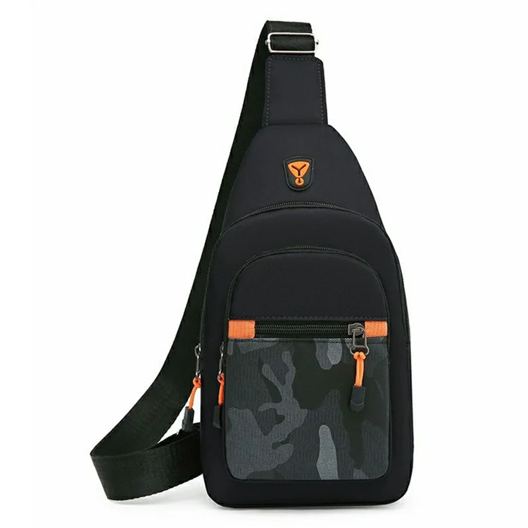 Casual Fashion Men Chest Bag Crossbody Bag Multi-Functional Travel Single Shoulder Pack - Horizontal Zipper / Black