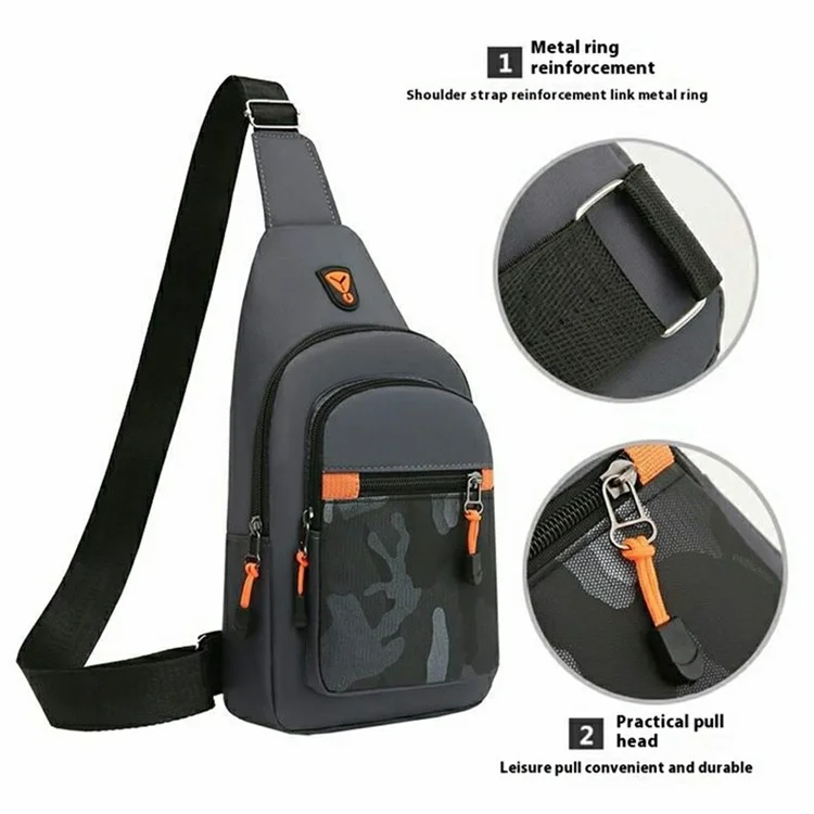 Casual Fashion Men Chest Bag Crossbody Bag Multi-Functional Travel Single Shoulder Pack - Horizontal Zipper / Black