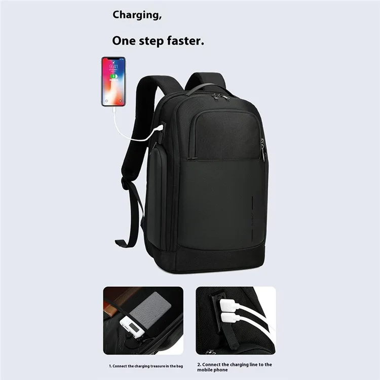 COOLBELL CB-8306 15.6 Inch Laptop Backpack Large Capacity Waterproof Business Travel Dual Shoulder Bag - Black