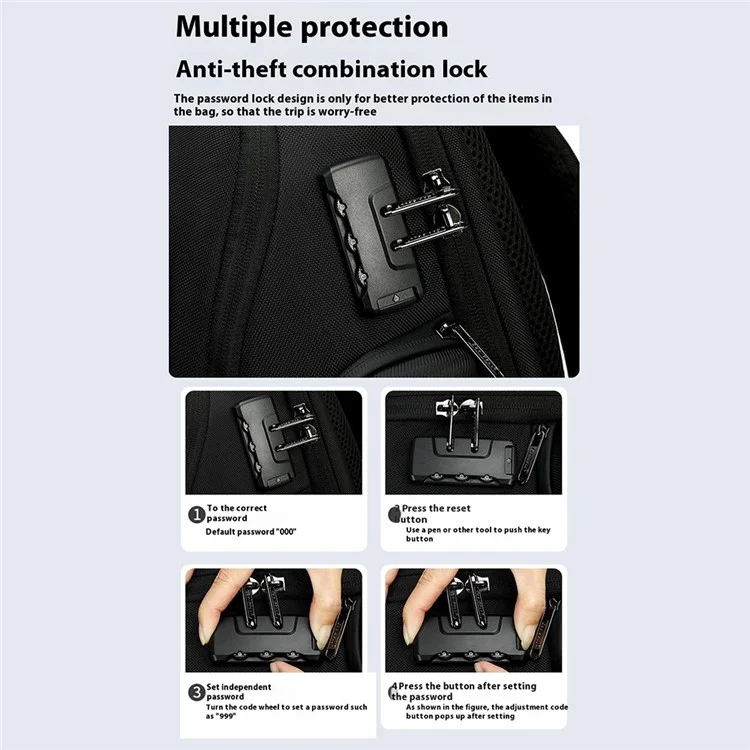 COOLBELL CB-8306 15.6 Inch Laptop Backpack Large Capacity Waterproof Business Travel Dual Shoulder Bag - Black