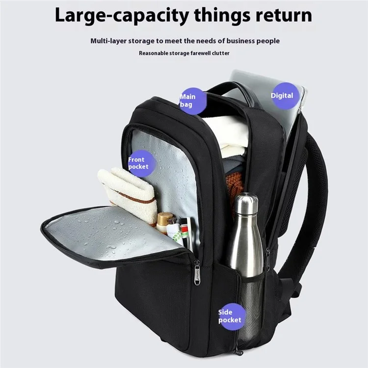 COOLBELL CB-8307 Zaino per Laptop da Uomo con Separazione Umido-Asciutto, Borsa per Studenti Universitari, Zaino da Viaggio ad Alta Capacità