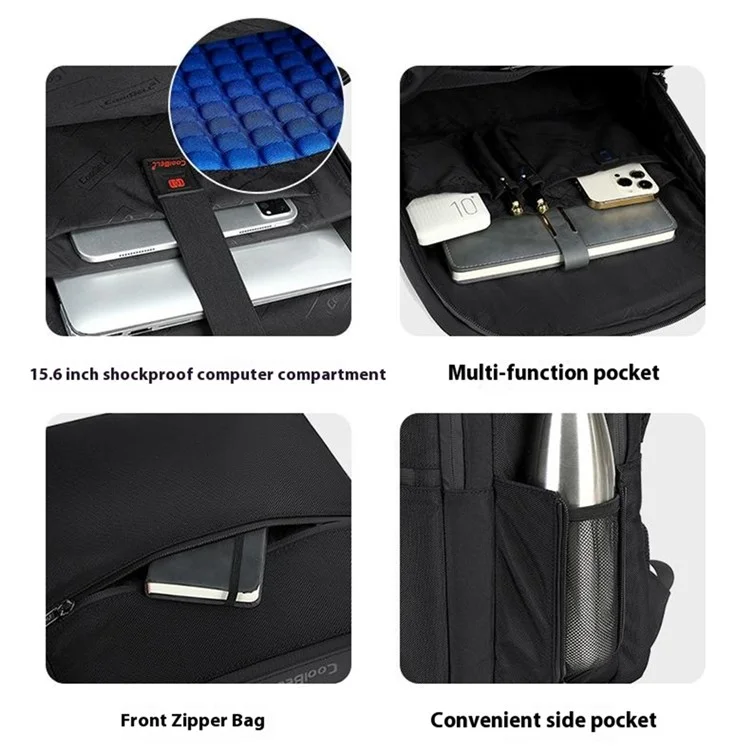 COOLBELL CB-8307 Zaino per Laptop da Uomo con Separazione Umido-Asciutto, Borsa per Studenti Universitari, Zaino da Viaggio ad Alta Capacità