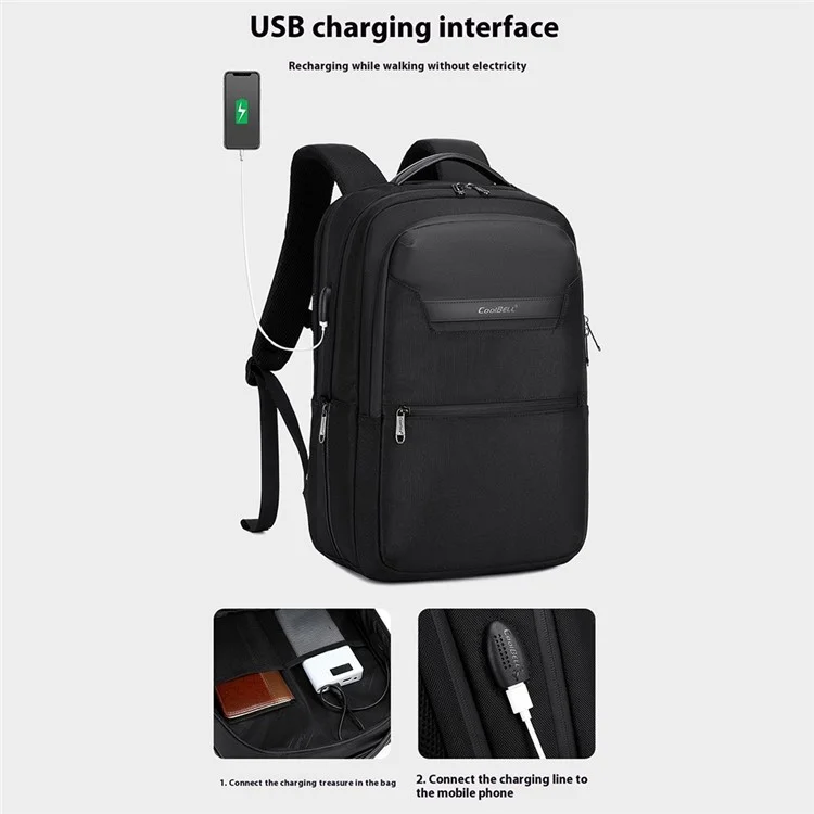 COOLBELL CB-8307 Zaino per Laptop da Uomo con Separazione Umido-Asciutto, Borsa per Studenti Universitari, Zaino da Viaggio ad Alta Capacità