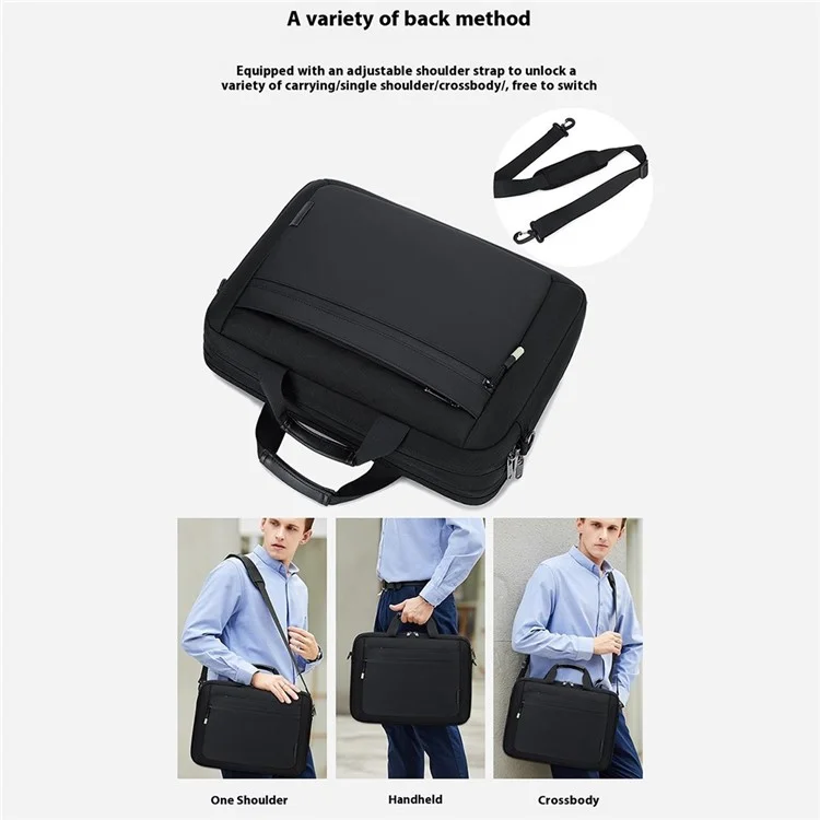COOLBELL CB-2129 15.6 Inch Laptop Bag Business Briefcase Shockproof Waterproof Messenger Bag - Black