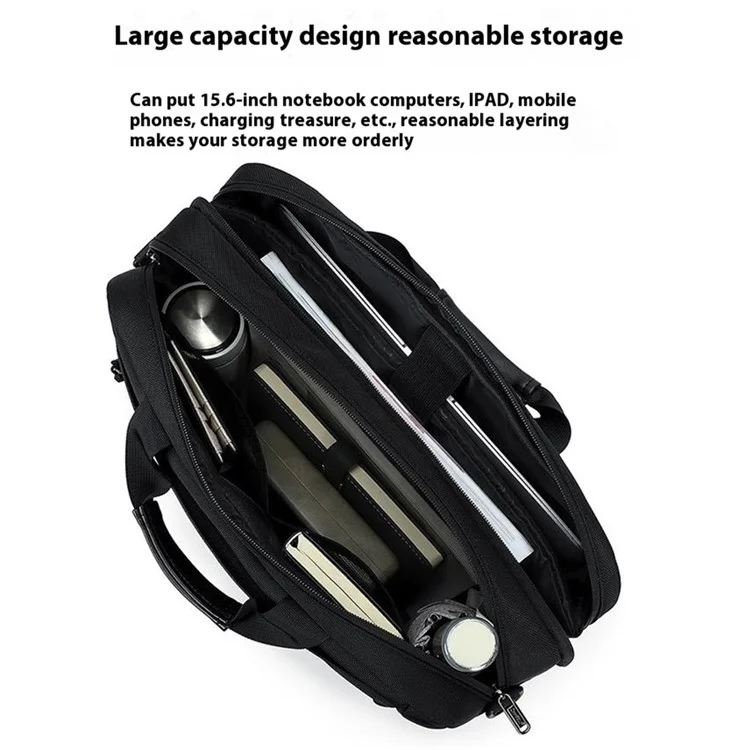 COOLBELL CB-2129 15.6 Inch Laptop Bag Business Briefcase Shockproof Waterproof Messenger Bag - Black
