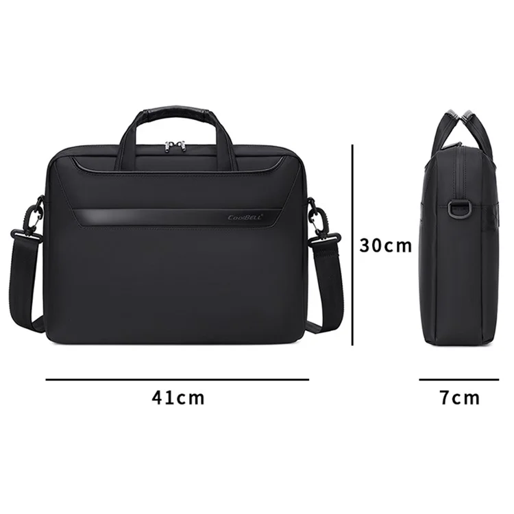 COOLBELL CB-2128 15.6 Inch Laptop Bag Single Shoulder Messenger Bag Shockproof Waterproof Business Briefcase - Black