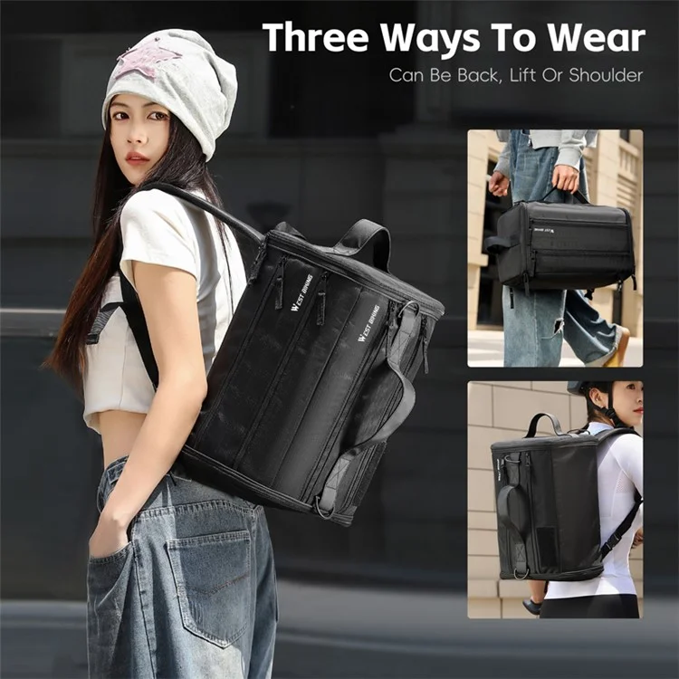 WEST BIKING YP0707401 22L Wet and Dry Separation Cycling Helmet Storage Crossbody Bag with Shoe Compartment