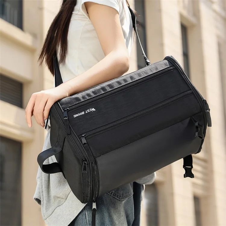 WEST BIKING YP0707401 22L Wet and Dry Separation Cycling Helmet Storage Crossbody Bag with Shoe Compartment