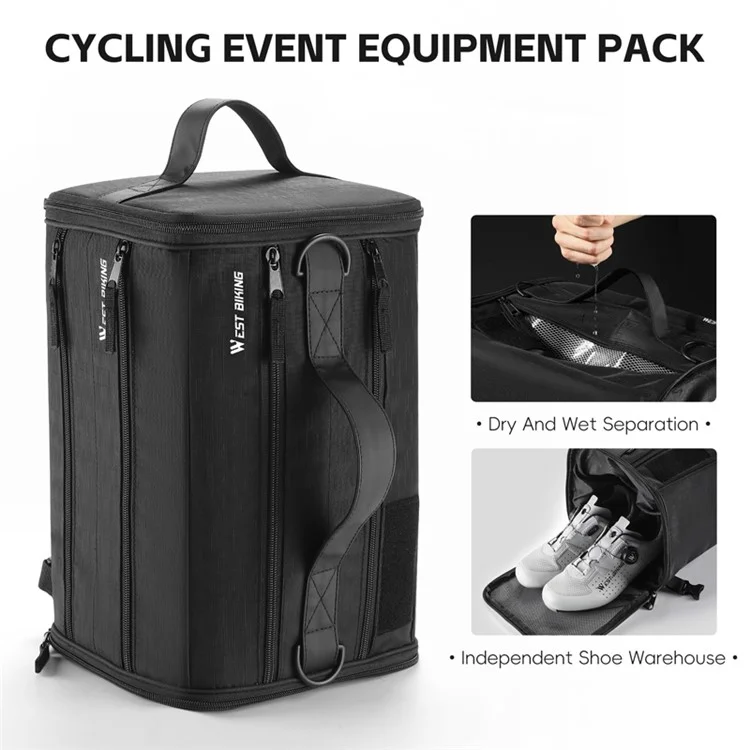 WEST BIKING YP0707401 22L Wet and Dry Separation Cycling Helmet Storage Crossbody Bag with Shoe Compartment