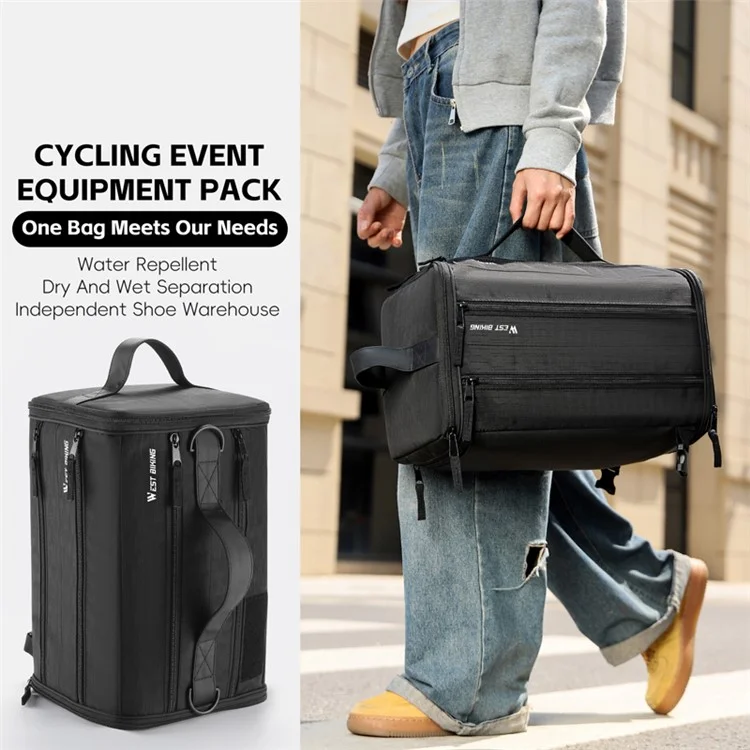 WEST BIKING YP0707401 22L Wet and Dry Separation Cycling Helmet Storage Crossbody Bag with Shoe Compartment