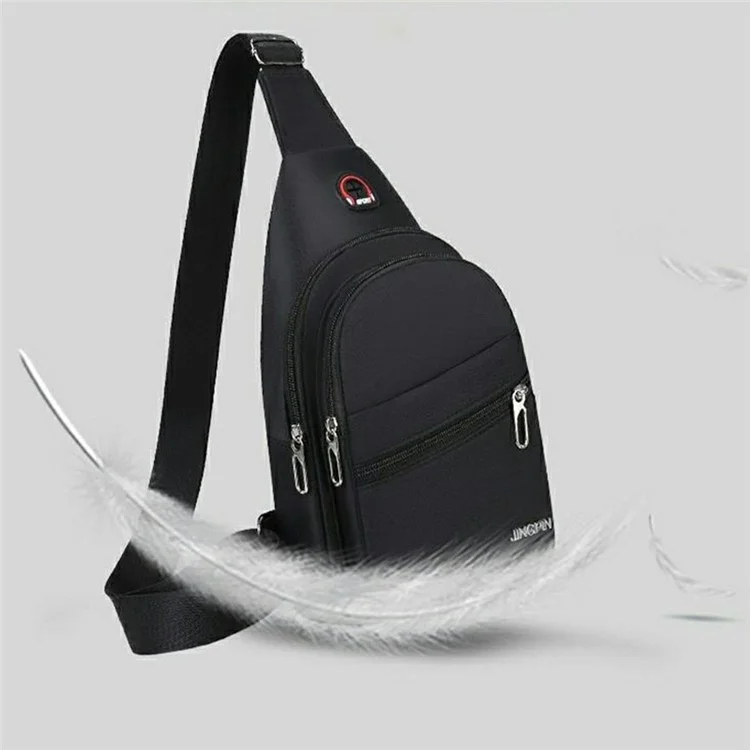 Herren Wasserdichte Brusttasche aus Oxford-Stoff Einzelner Schulter Umhängetasche - Vertikaler Reißverschluss / Schwarz