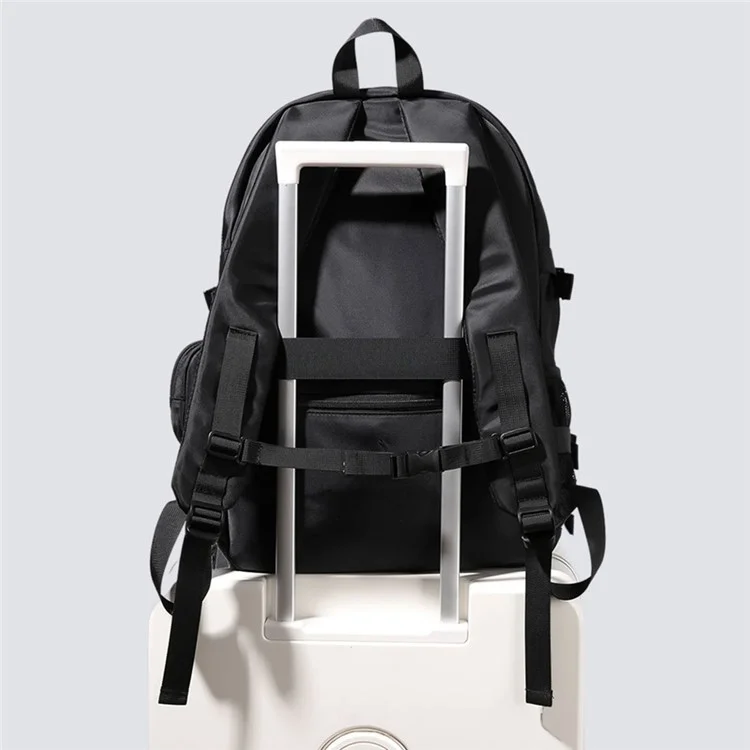 BULLCAPTAIN Oxford Cloth Dual Shoulder Bag Large Capacity Backpack with Mini Hanging Pouch - Black