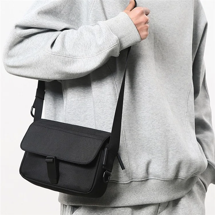 WEPOWER 2158 Bolsa a tiracolo casual para deslocações Mochila mensageira em nylon resistente à água - Preta