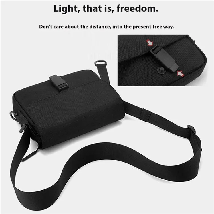 WEPOWER 2158 Bolsa a tiracolo casual para deslocações Mochila mensageira em nylon resistente à água - Preta