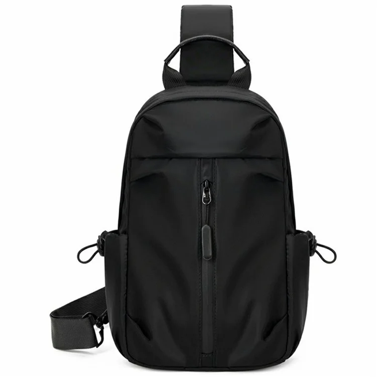 Stylish Unisex Crossbody Chest Bag Waterproof Oxford Cloth Travel Commute Single Shoulder Sling Pack - Black