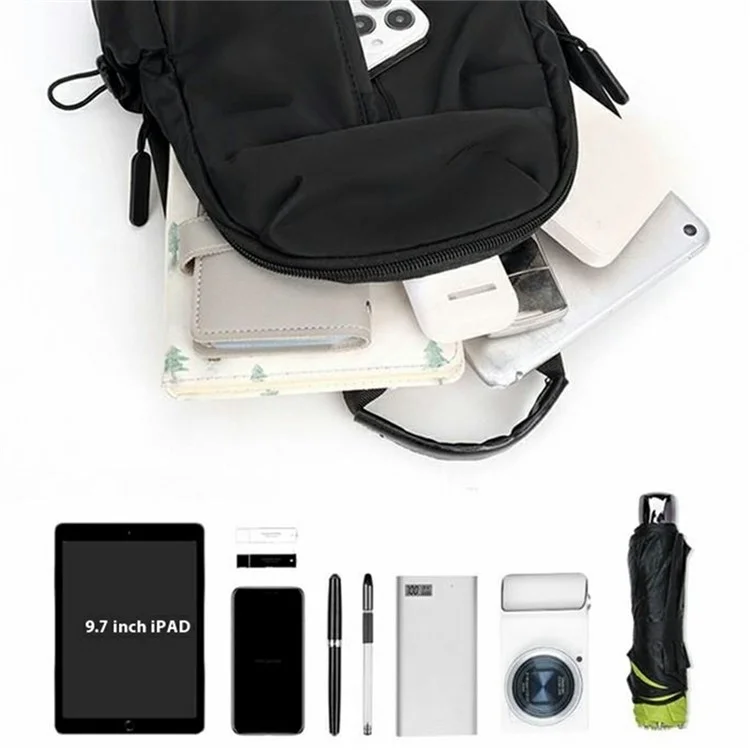 Stylish Unisex Crossbody Chest Bag Waterproof Oxford Cloth Travel Commute Single Shoulder Sling Pack - Black