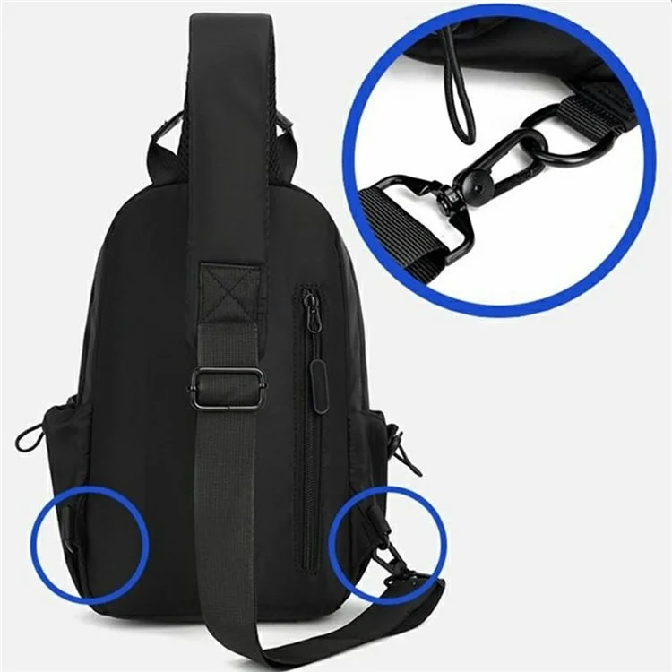 Stylish Unisex Crossbody Chest Bag Waterproof Oxford Cloth Travel Commute Single Shoulder Sling Pack - Black