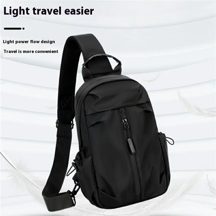 Stylish Unisex Crossbody Chest Bag Waterproof Oxford Cloth Travel Commute Single Shoulder Sling Pack - Black