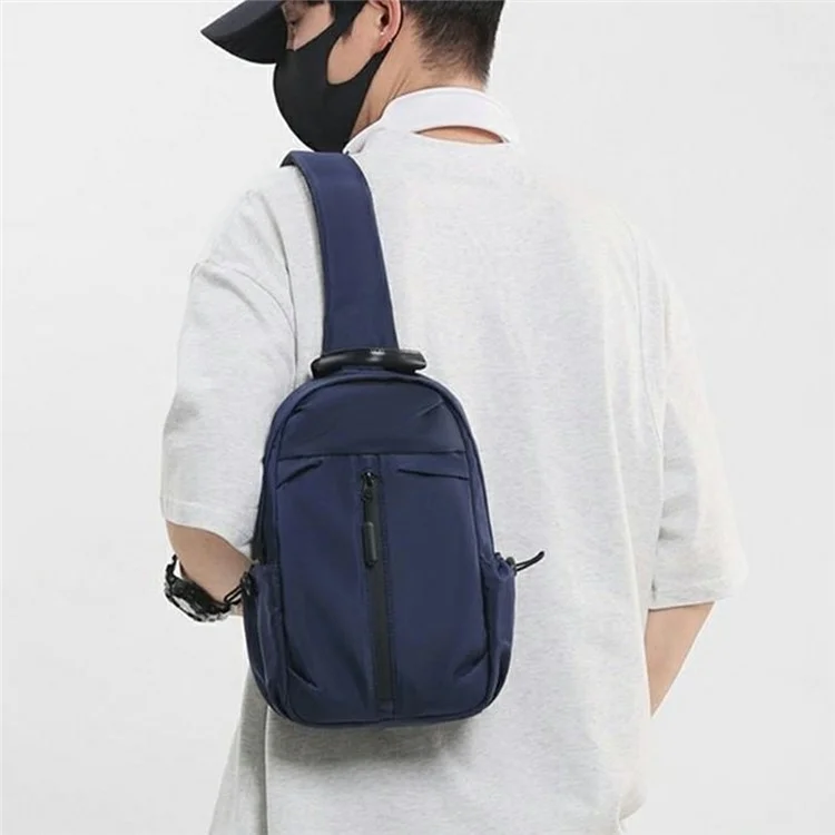 Stylish Unisex Crossbody Chest Bag Waterproof Oxford Cloth Travel Commute Single Shoulder Sling Pack - Black
