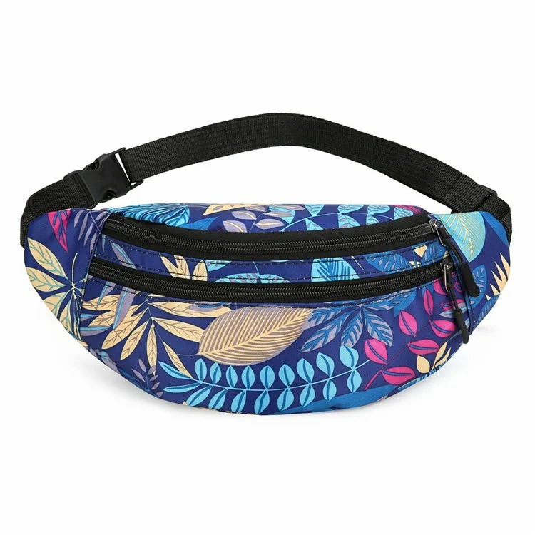 Waist Bag Phone Pouch Casual Crossbody Pack Stylish Printed Travel  Close-Fitting Fanny Pack - Blue Maple Leaf