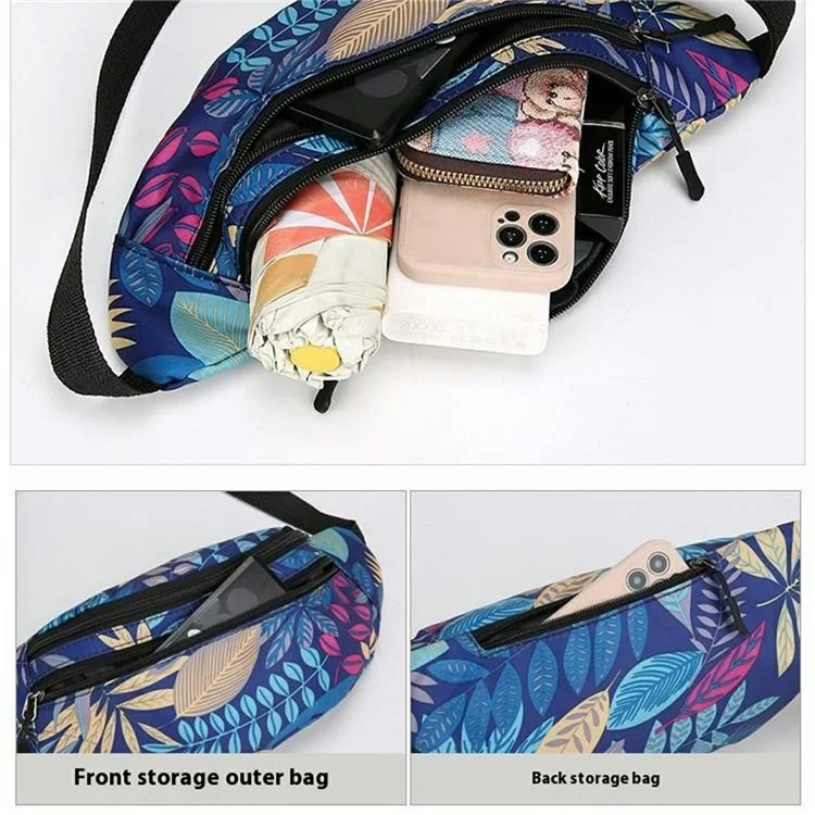 Waist Bag Phone Pouch Casual Crossbody Pack Stylish Printed Travel  Close-Fitting Fanny Pack - Blue Maple Leaf