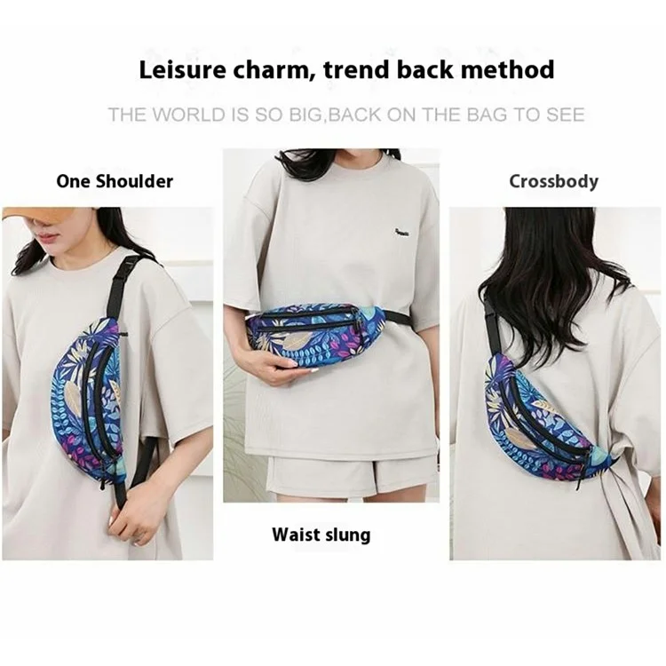 Waist Bag Phone Pouch Casual Crossbody Pack Stylish Printed Travel  Close-Fitting Fanny Pack - Blue Maple Leaf