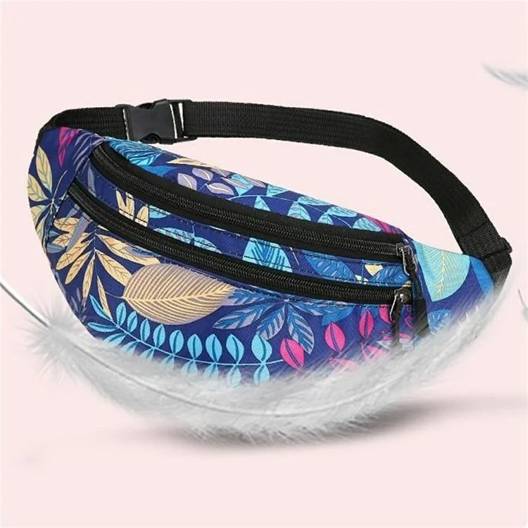 Waist Bag Phone Pouch Casual Crossbody Pack Stylish Printed Travel  Close-Fitting Fanny Pack - Blue Maple Leaf