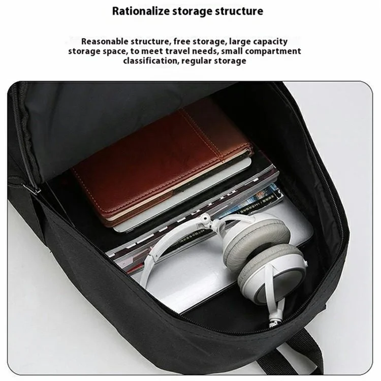 Business Travel Laptop Backpack Oxford Cloth High School College Students Dual Shoulder Bag - White