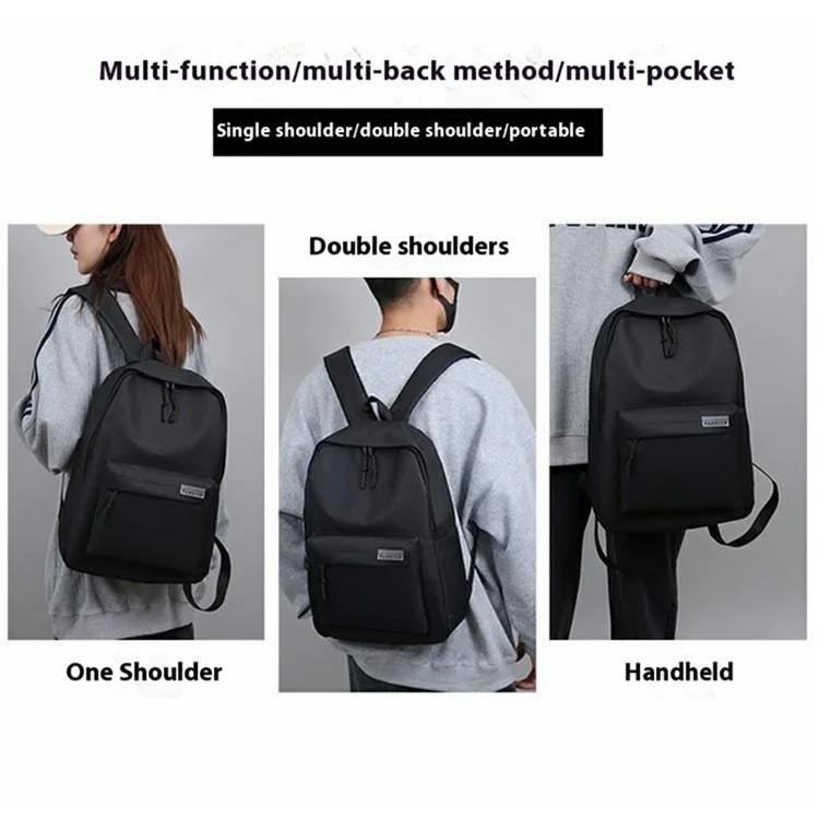 Business Travel Laptop Backpack Oxford Cloth High School College Students Dual Shoulder Bag - White